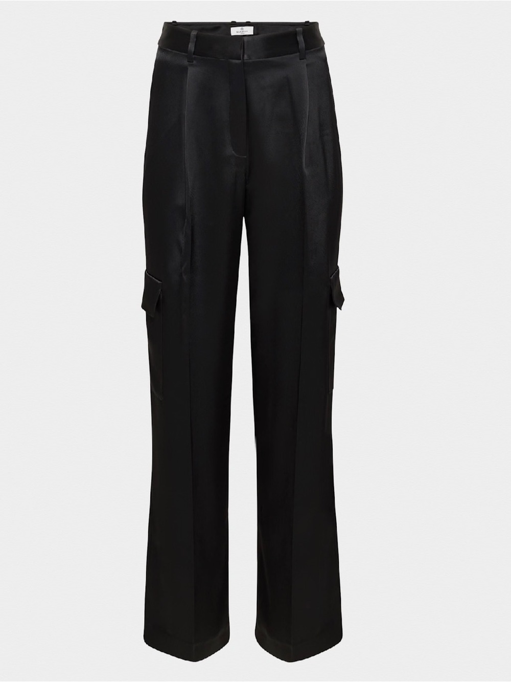 Babaton Black Satin Wide-Leg Cargo Pants